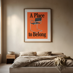 Chair Poster – Orange “A Place to Belong” – Minimalist Wall Art Print