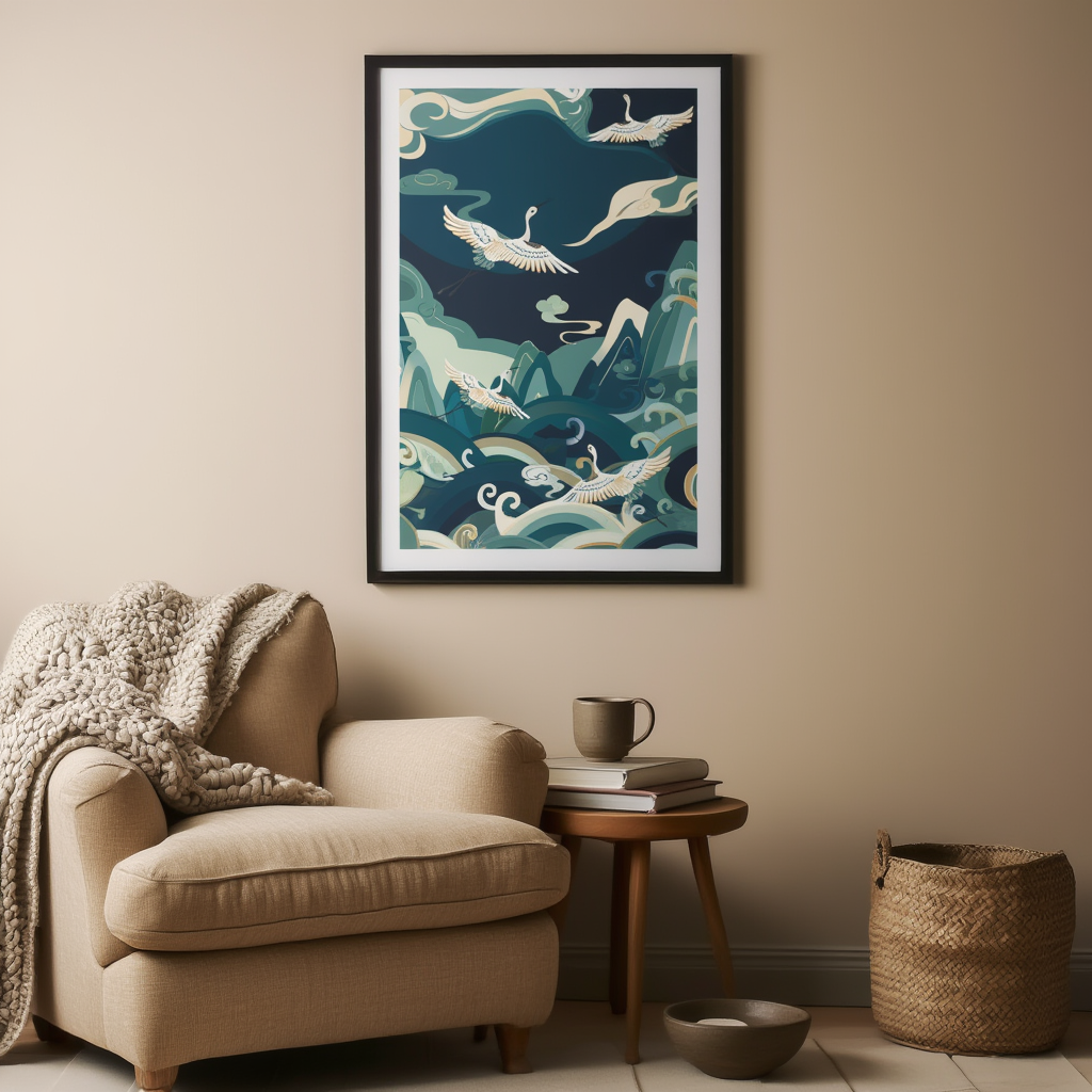 Blue Crane – Cool Palette Nature Wall Art Print