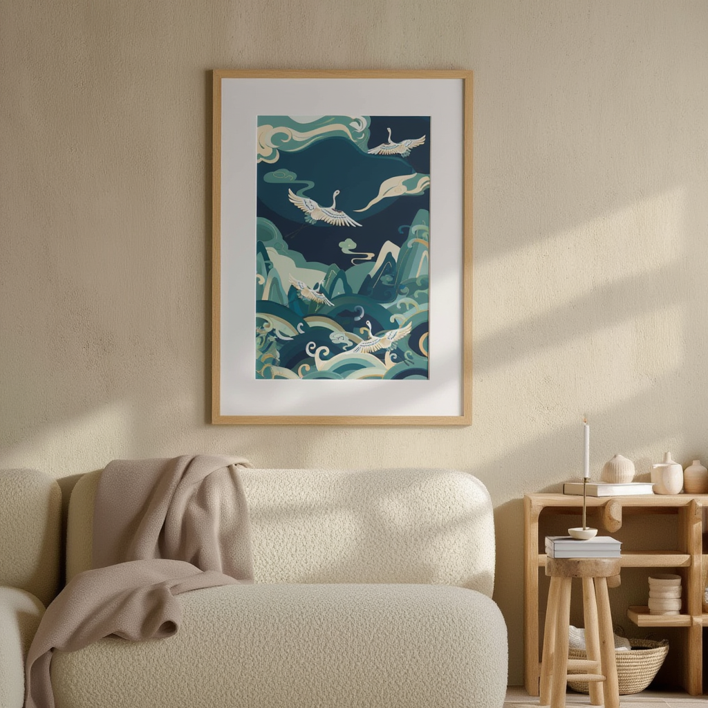 Blue Crane – Cool Palette Nature Wall Art Print