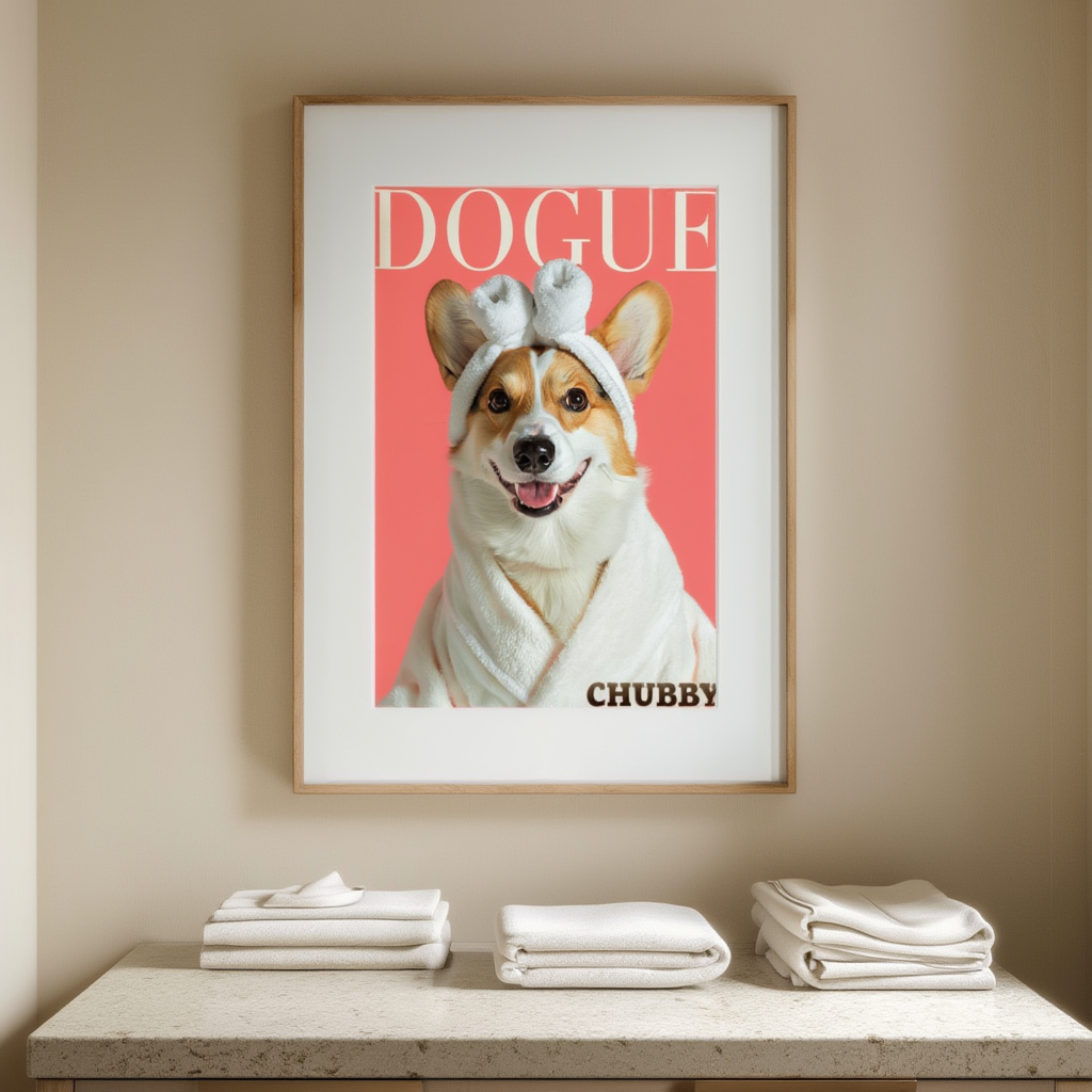 Dogue – Corgi Fashion Cover – Minimalist Wall Art Print