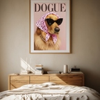 DOGUE – Golden Retriever Pink Wall Art Print | Chic Fashion Dog Poster | Minimalist Pet Decor