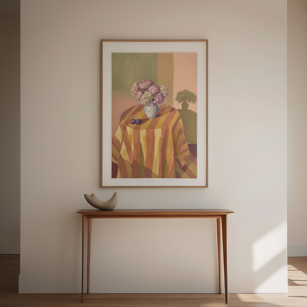 Still Life Flowers – Mustard & Terracotta – Minimalist Wall Art Print