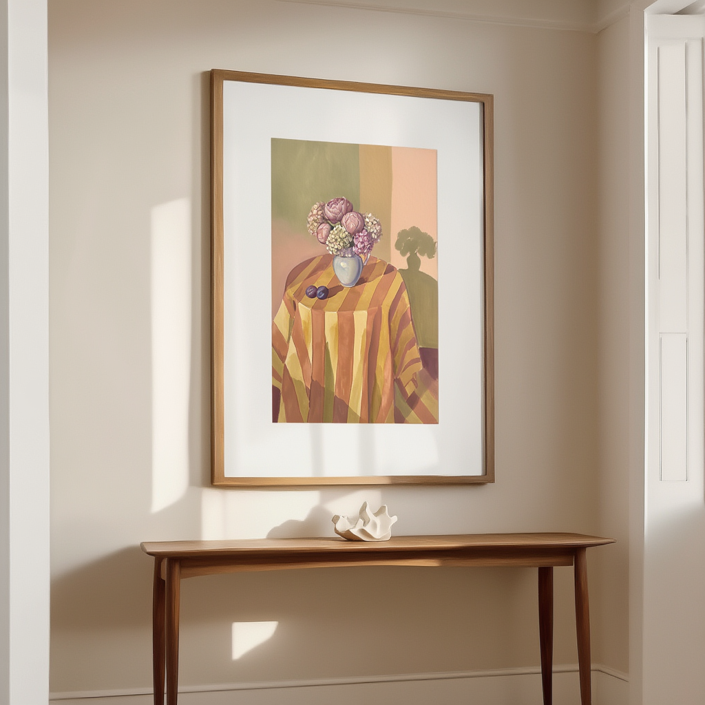 Still Life Flowers – Mustard & Terracotta – Minimalist Wall Art Print