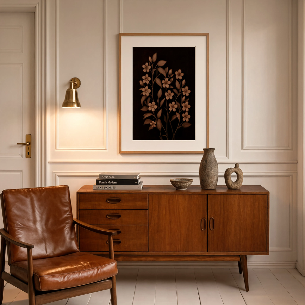 Shadowy Burgundy Floral | Moody Botanical Wall Art