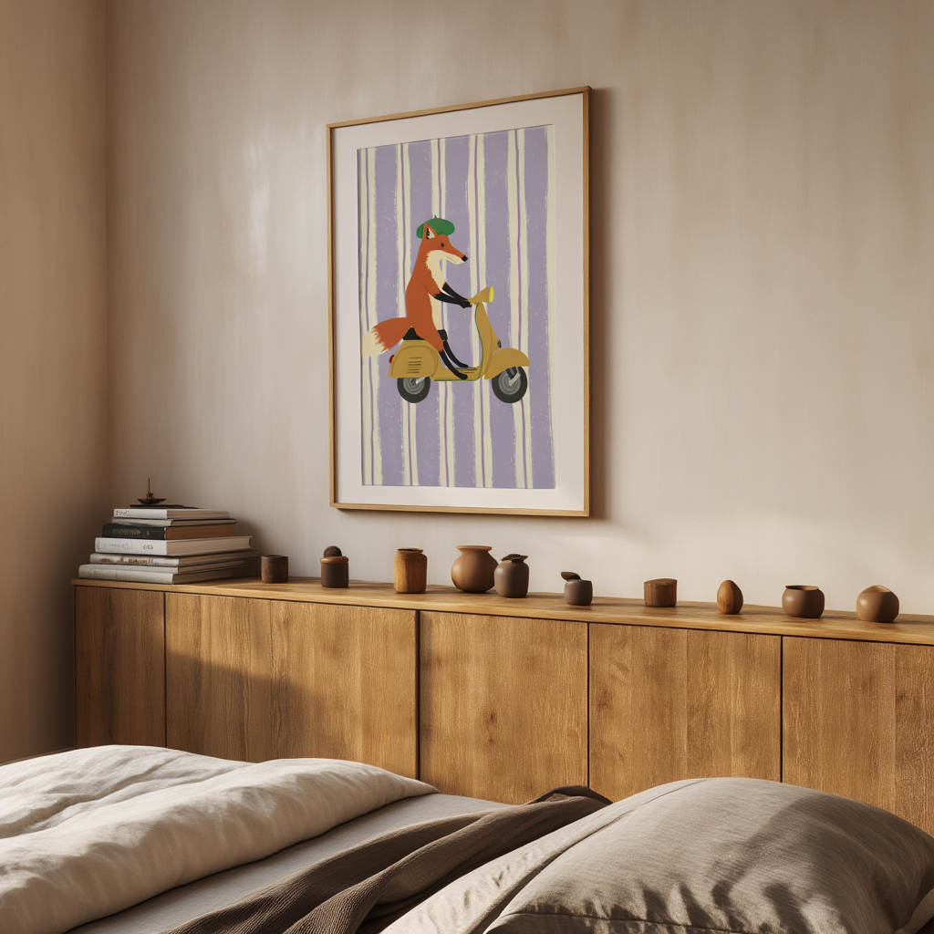 Scooter Fox – Lavender Stripes – Minimalist Wall Art Print