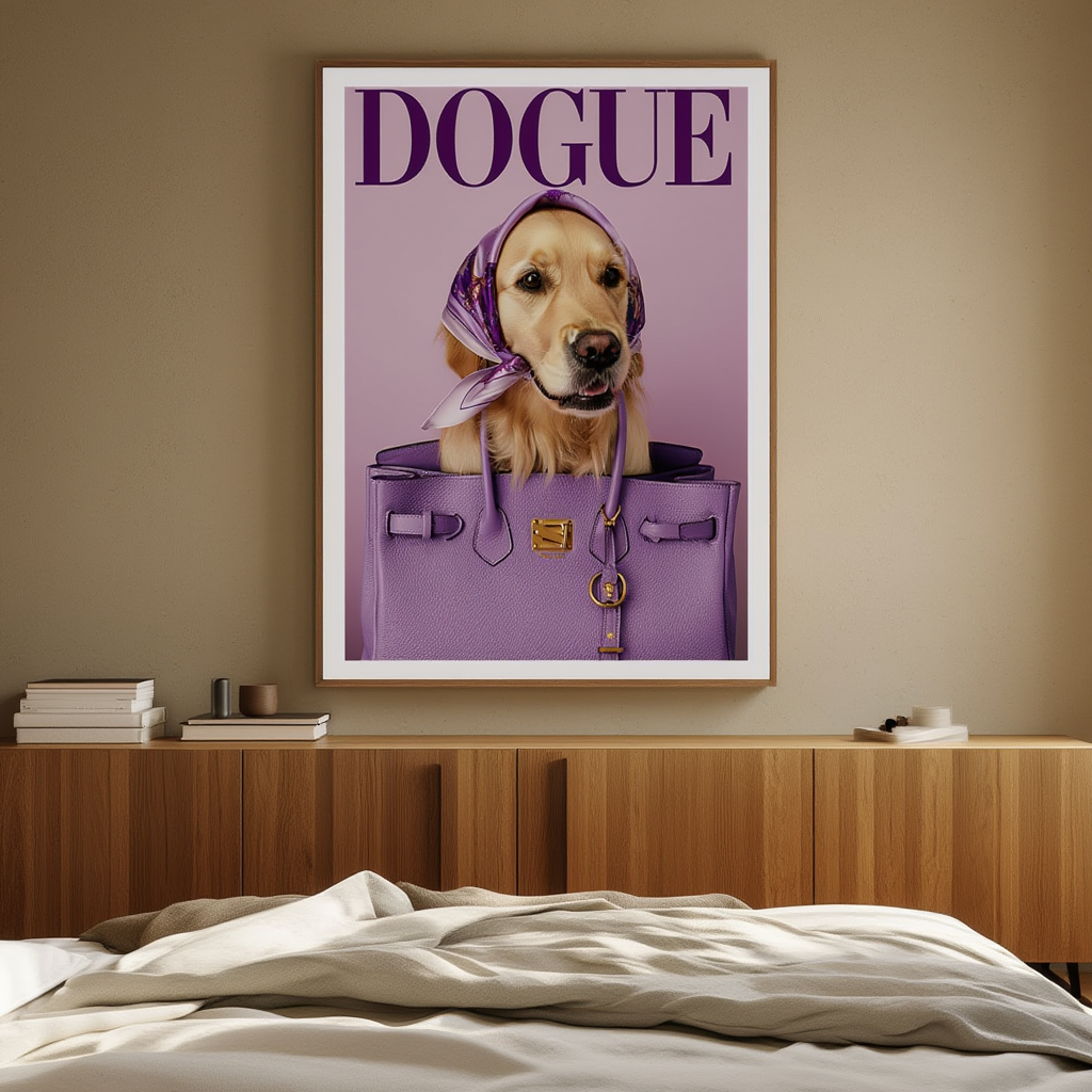 Dogue – Golden Retriever Lavender Cover – Minimalist Wall Art Print