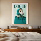 DOGUE – Whippet Teal Wall Art Print | Minimalist Fashion Dog Poster | Elegant Modern Pet Decor