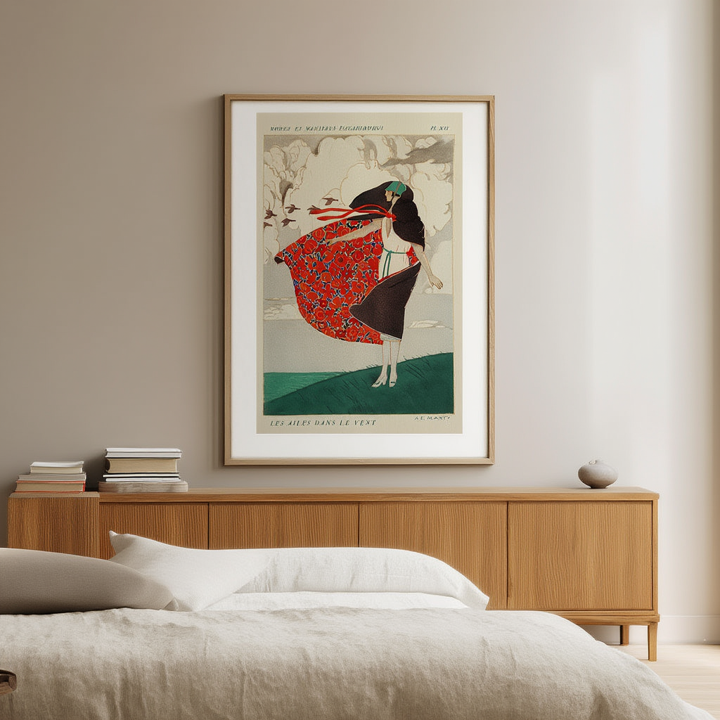 André Édouard Marty – Les Ailes dans le Vent Vintage Fashion Illustration Poster