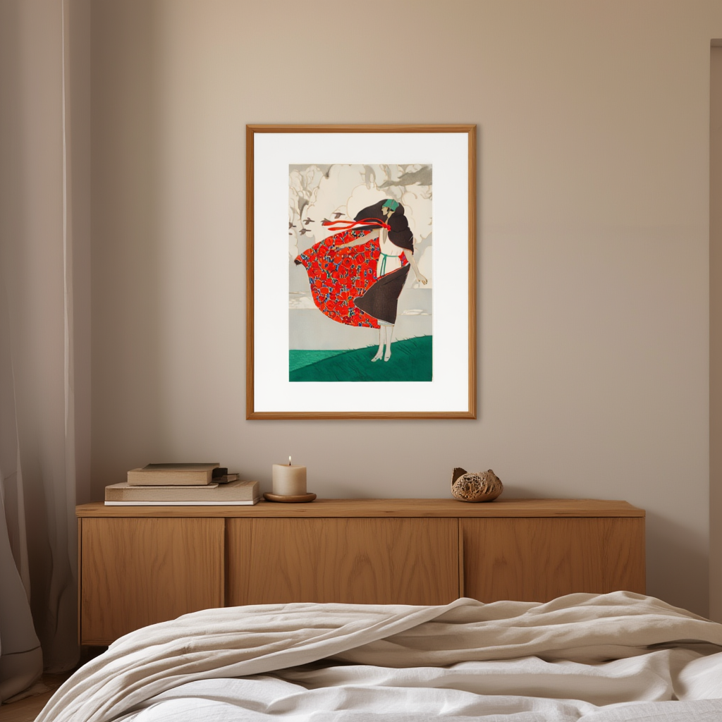 André Édouard Marty – Les Ailes dans le Vent Vintage Fashion Illustration Poster