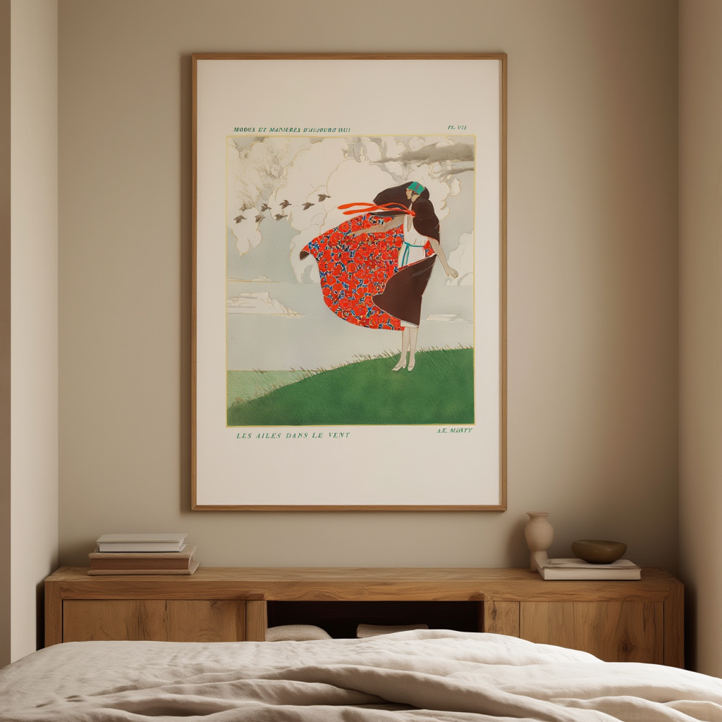 André Édouard Marty – Les Ailes dans le Vent Vintage Fashion Illustration Poster