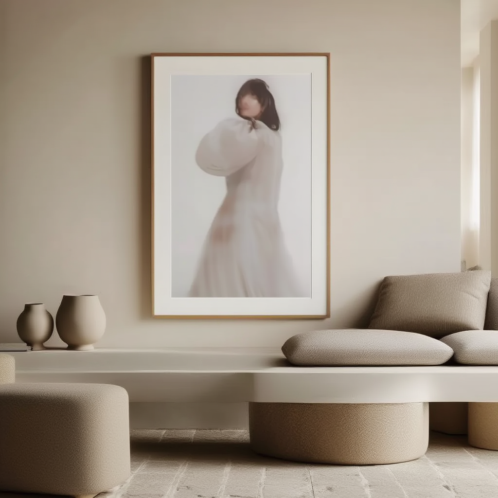 Ethereal Motion – Blurry Female Silhouette Art Print - Hakyarts