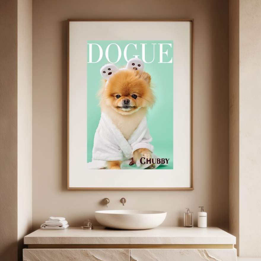 Dogue – Pomeranian Fashion Cover – Minimalist Wall Art Print
