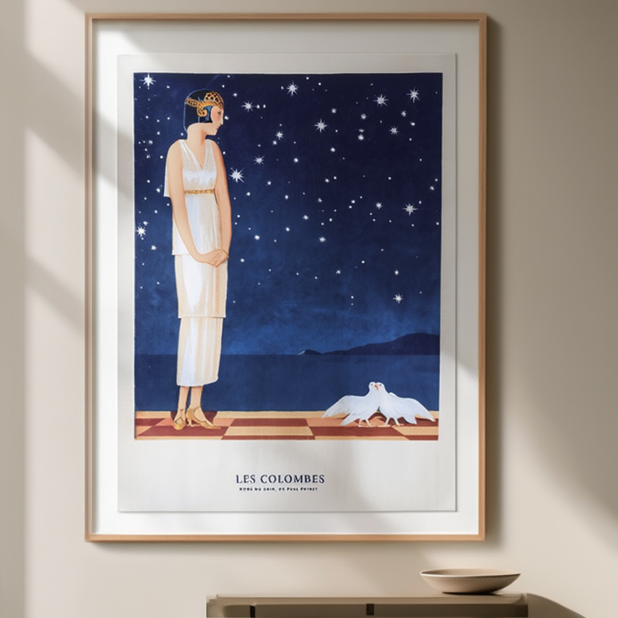 André Édouard Marty – Les Colombes Vintage Illustration Poster
