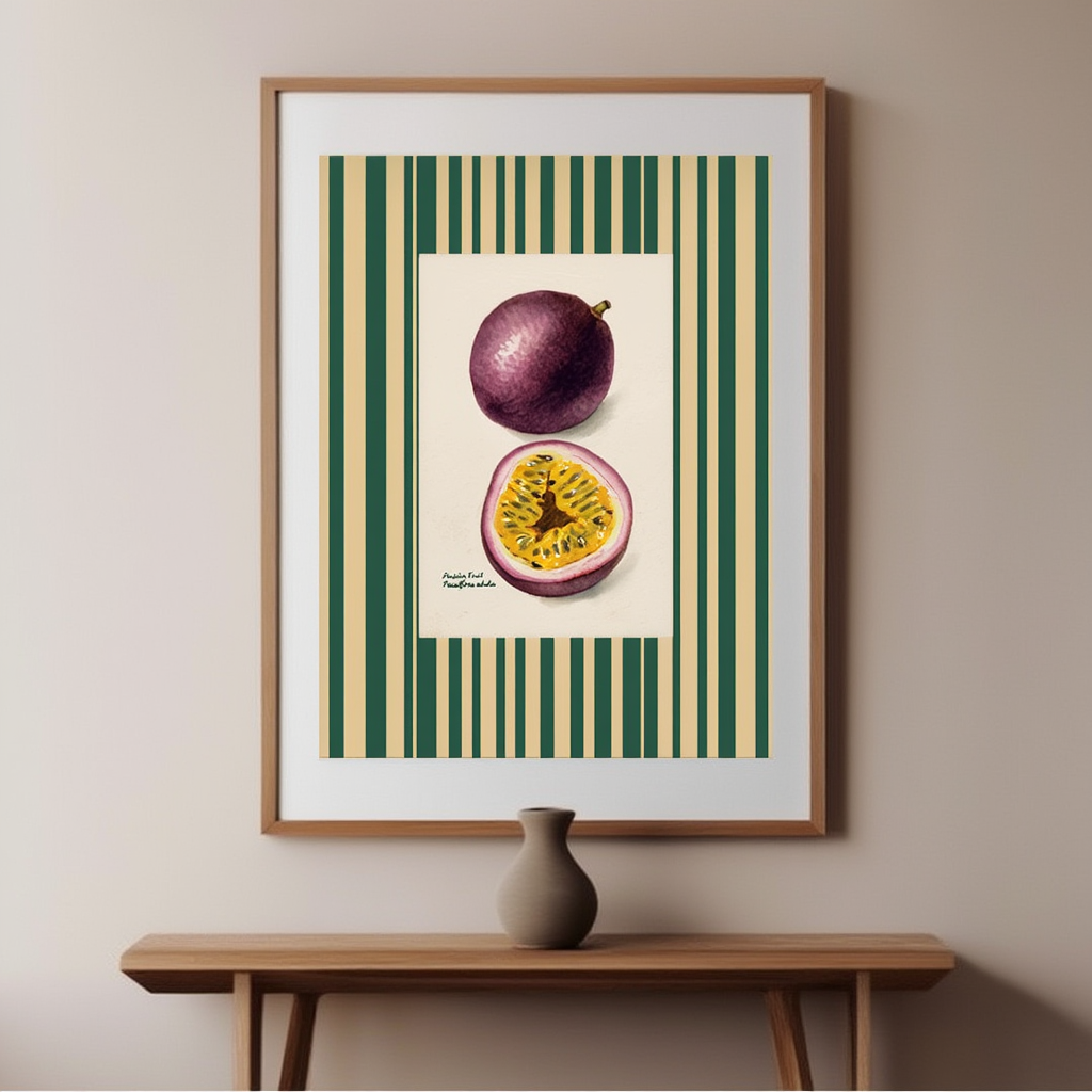 Passion Fruit Botanical – Green – Minimalist Wall Art Print