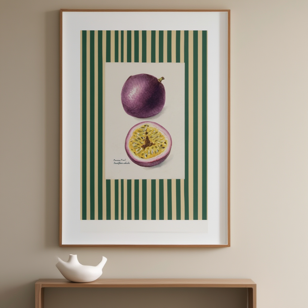 Passion Fruit Botanical – Green – Minimalist Wall Art Print