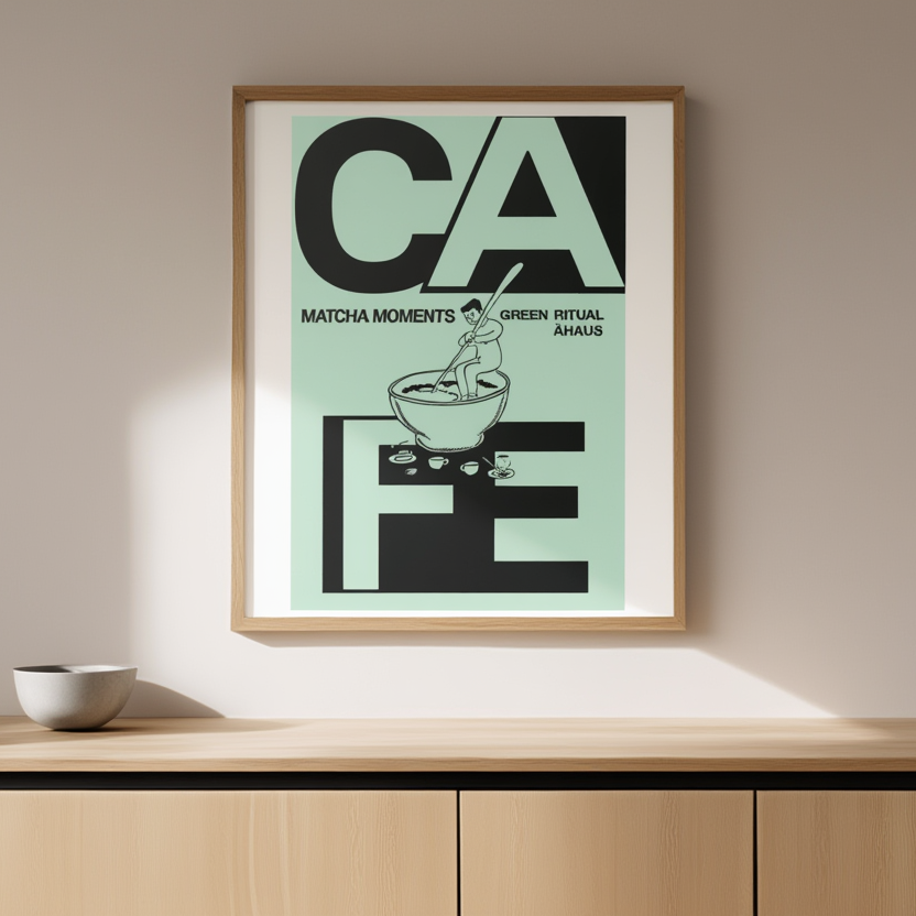 Matcha Moments Cafe – Modern Minimalist Art Print
