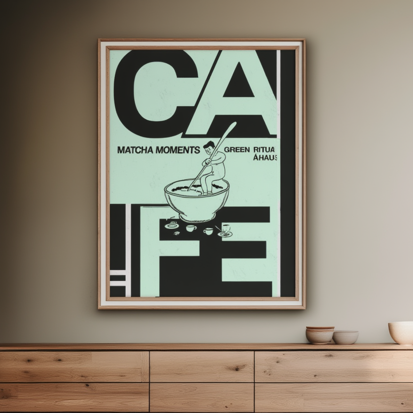 Matcha Moments Cafe – Modern Minimalist Art Print