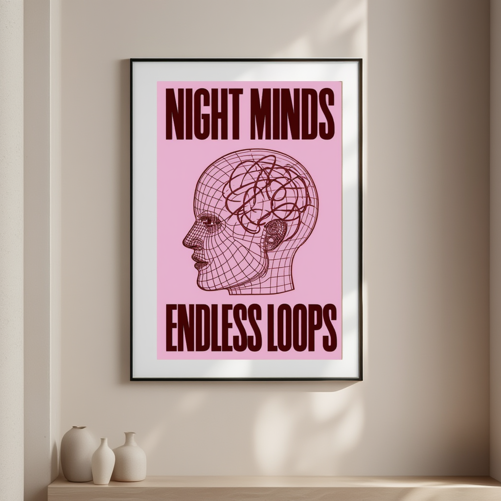 Night Minds Endless Loops Poster – Minimalist Contemporary Wall Art