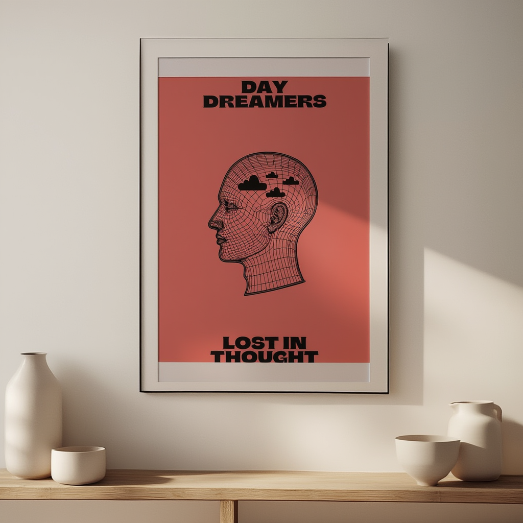 Day Dreamers Lost In Thoughts Poster – Minimalist Contemplative Wall Art