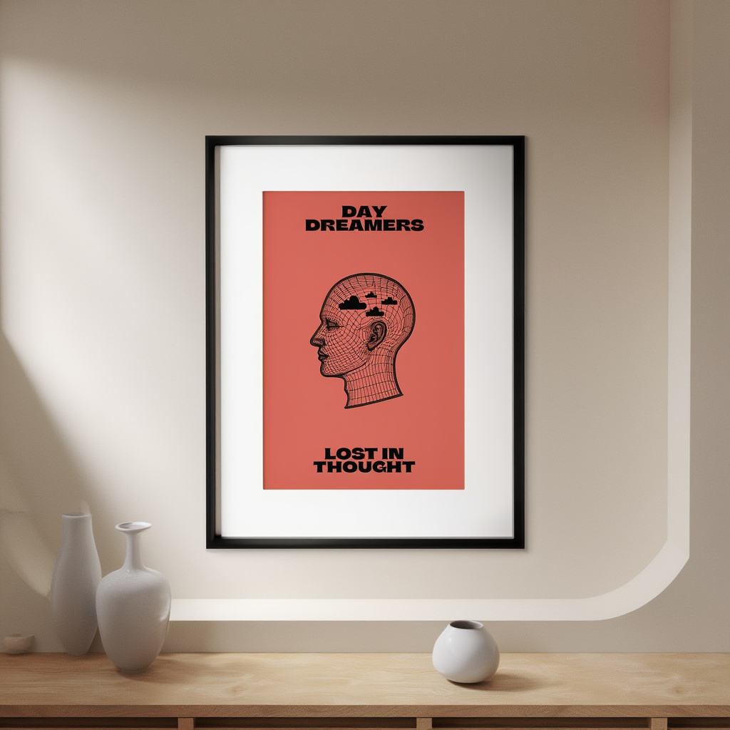 Day Dreamers Lost In Thoughts Poster – Minimalist Contemplative Wall Art