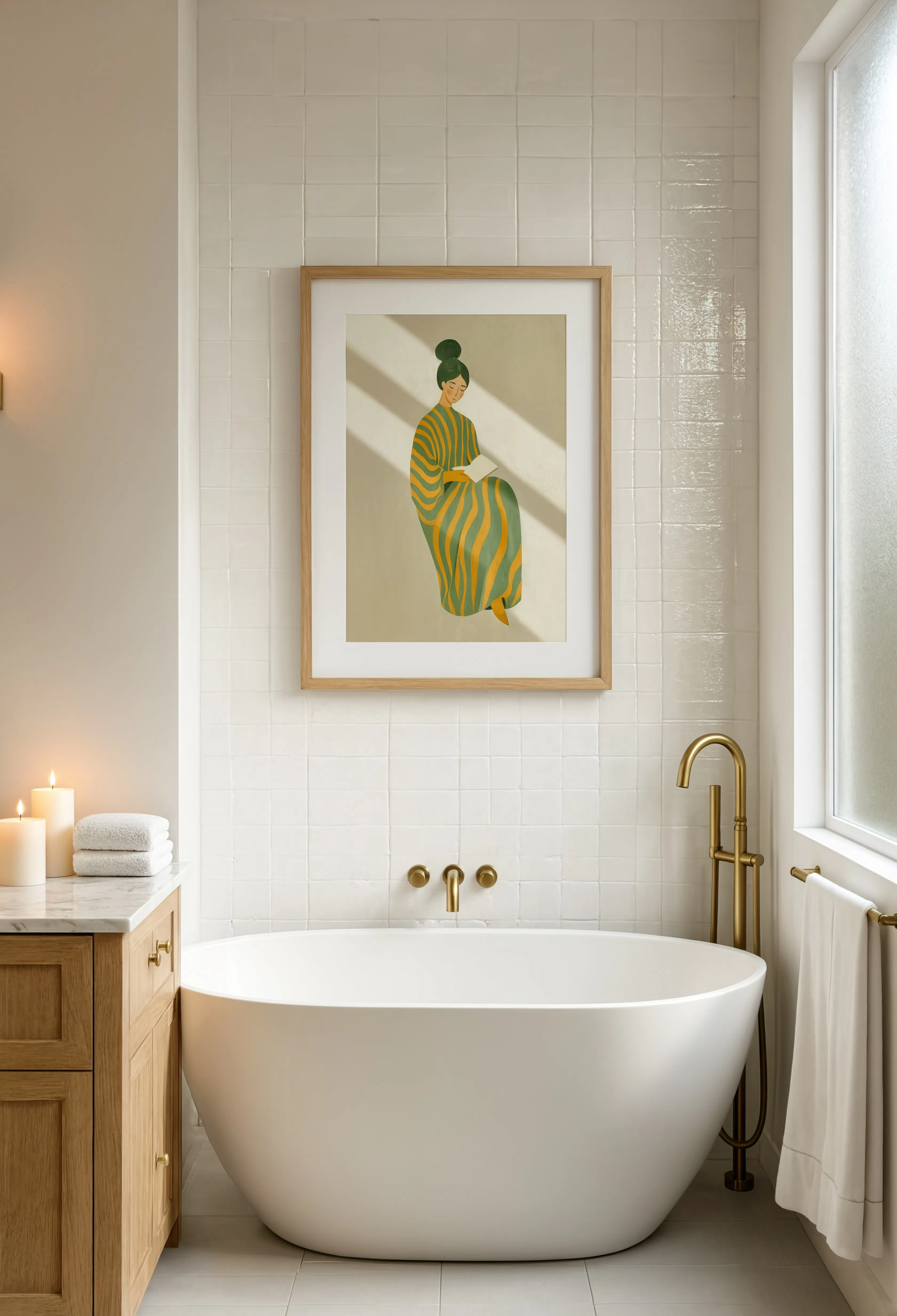 Sage Green Seated Woman | Contemporary Figurative Wall Art