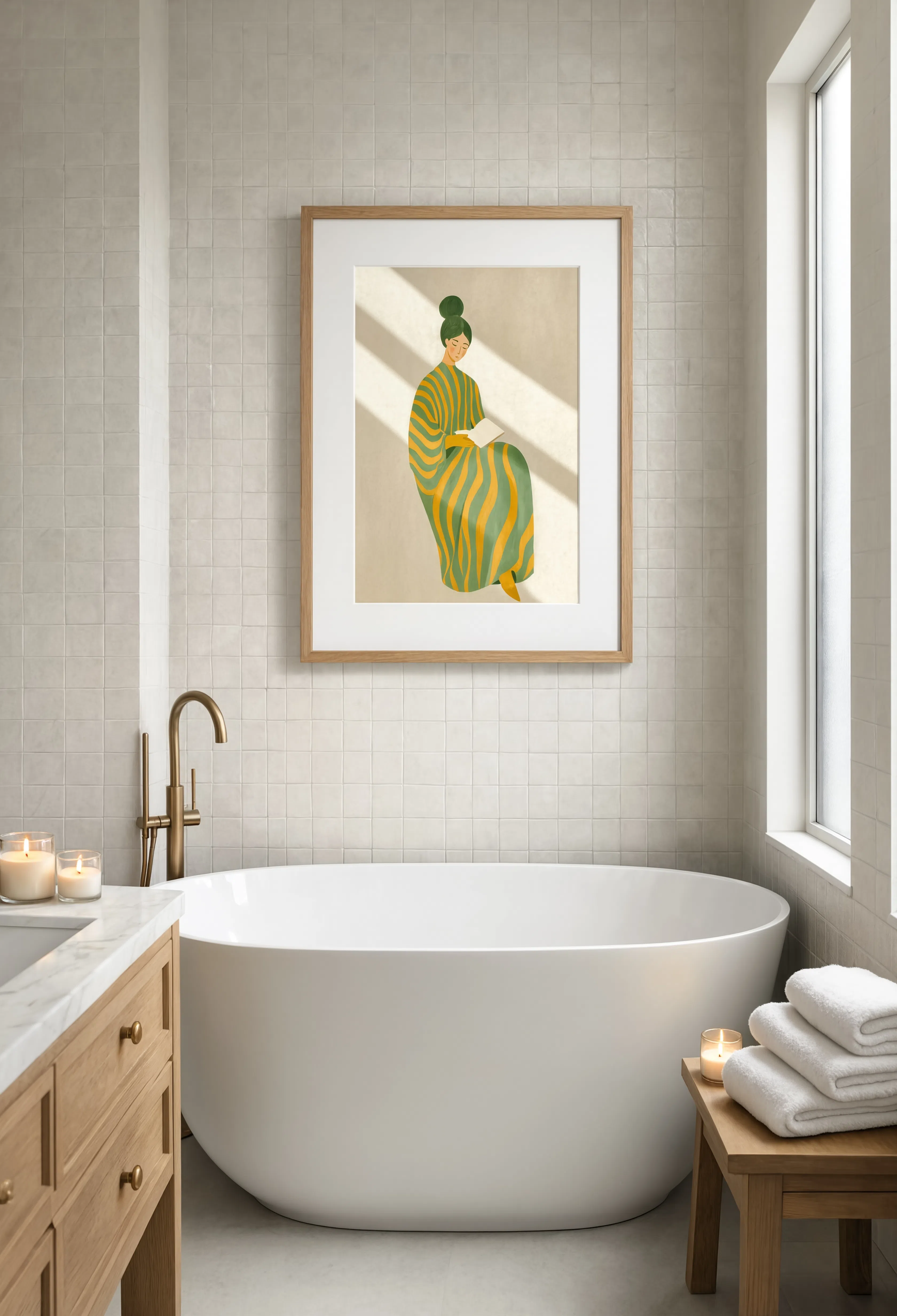 Sage Green Seated Woman | Contemporary Figurative Wall Art