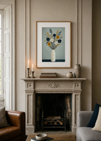 Blue Mustard Bouquet | Contemporary Botanical Floral Wall Art