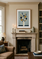 Blue Mustard Bouquet | Contemporary Botanical Floral Wall Art