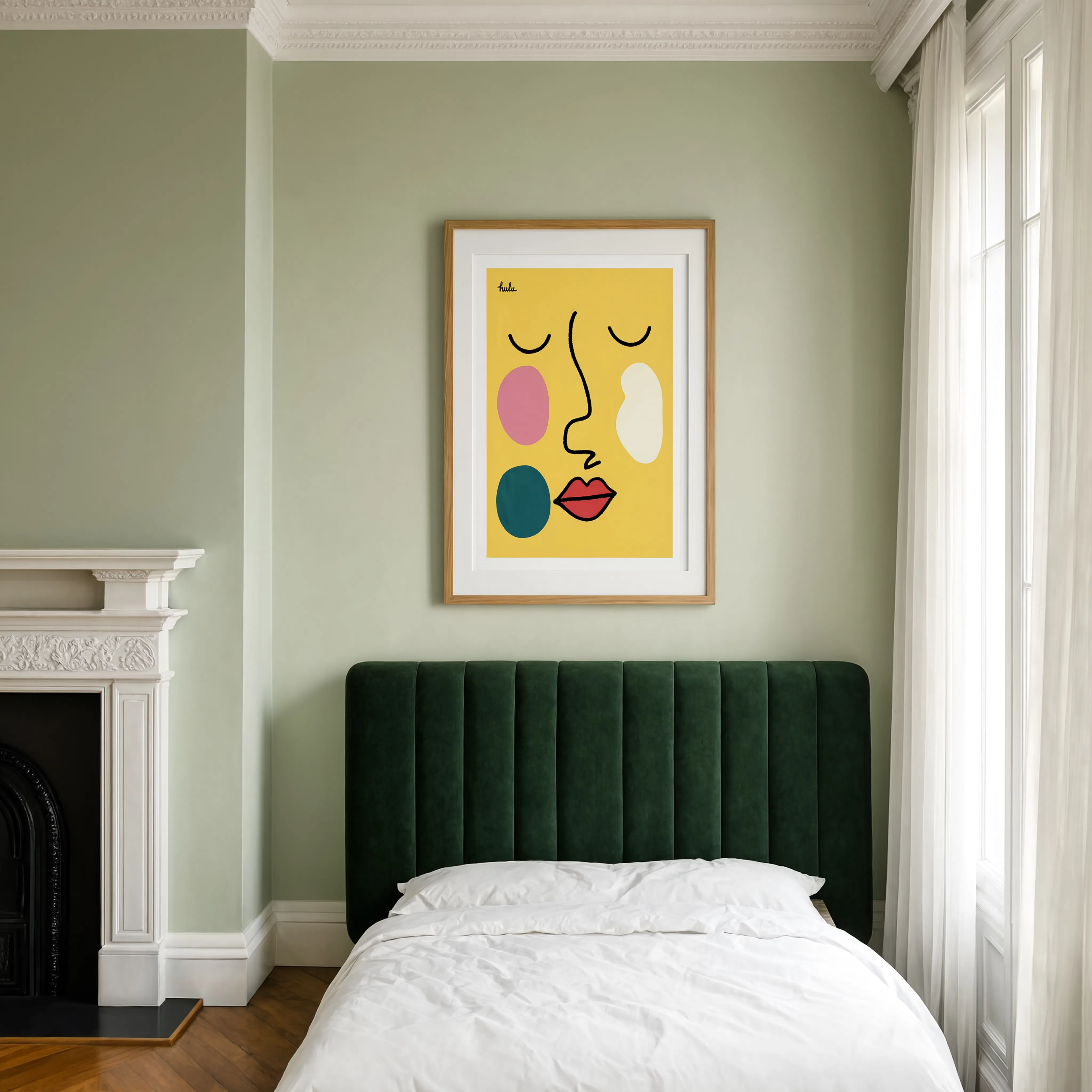 Yellow Pink Portrait | Contemporary Abstract Figurative Wall Art