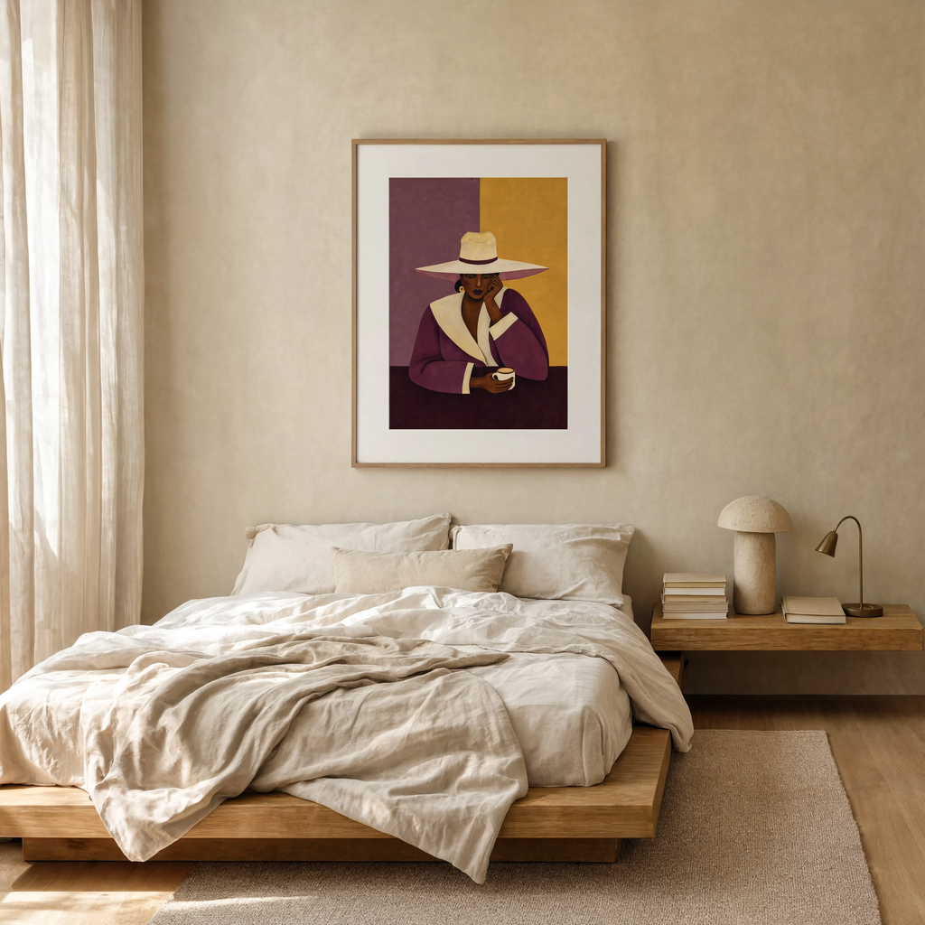 Plum Hat Portrait | Beautiful Woman Art Print