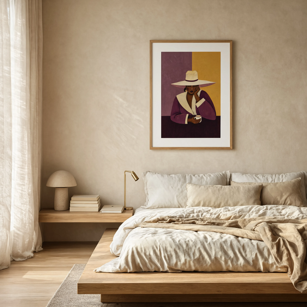Plum Hat Portrait | Beautiful Woman Art Print