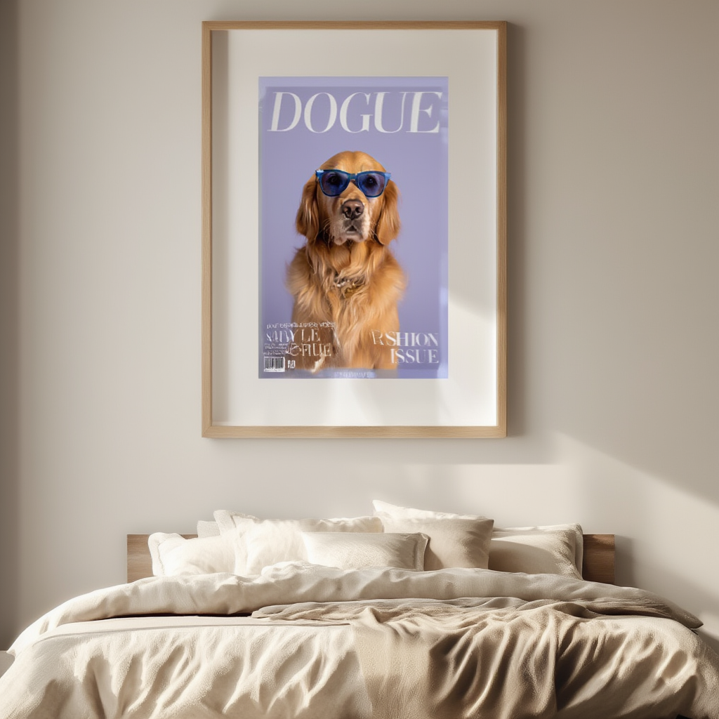DOGUE – Golden Retriever Lavender Wall Art Print | Chic Fashion Dog Poster | Minimalist Pet Decor