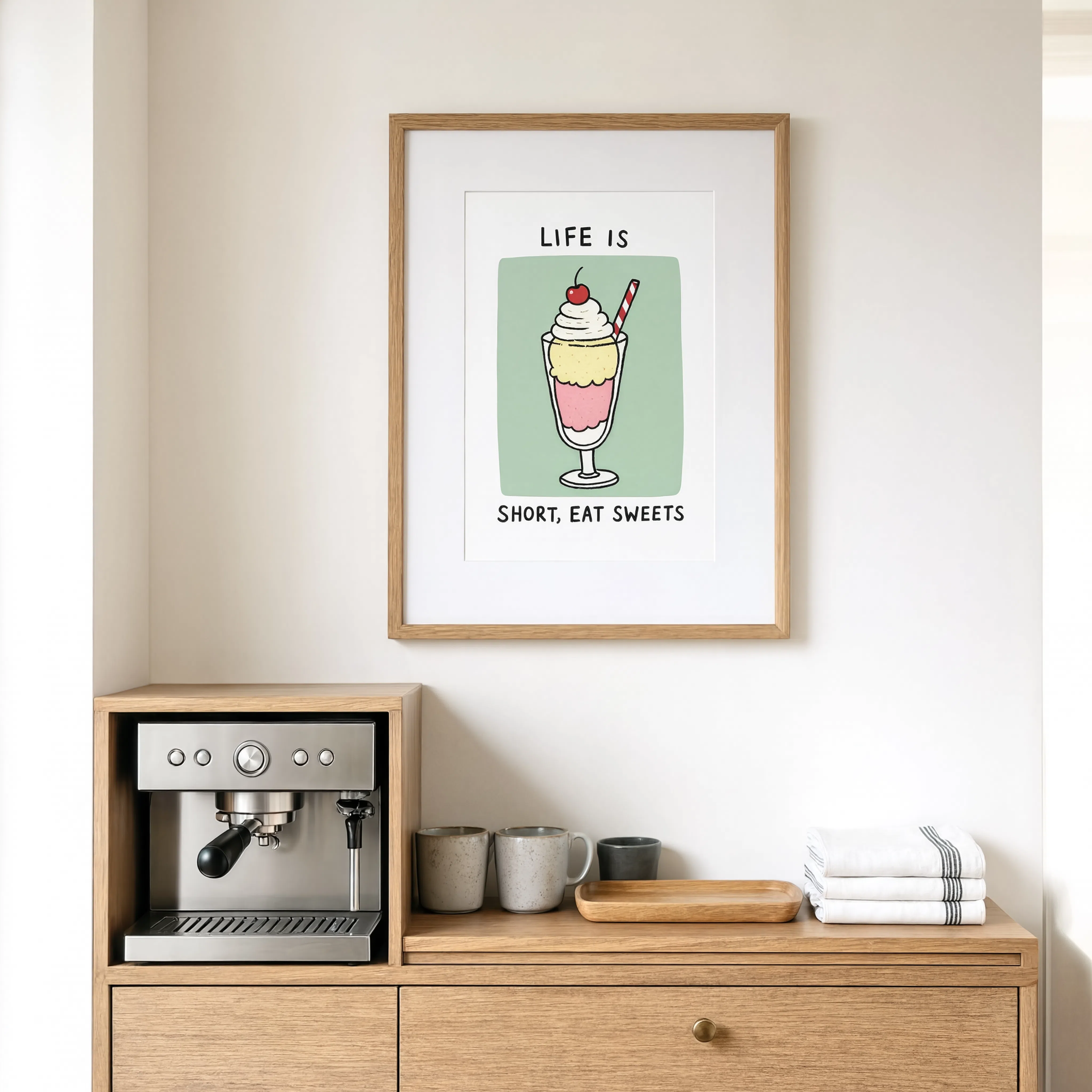 Life Is Short, Eat Sweets | Sweet Food Illustration Print