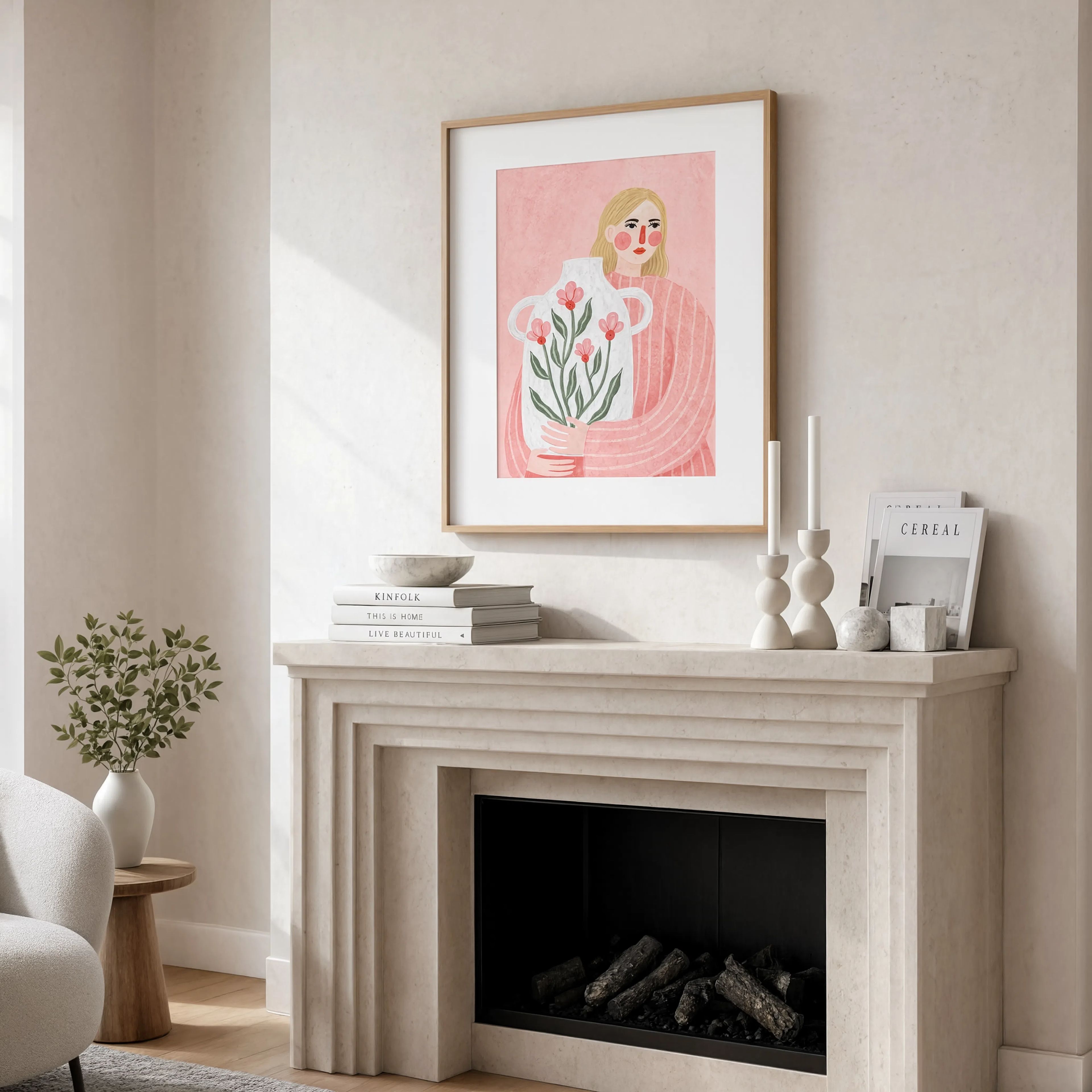 Blush Coral Vase Print | Contemporary Still Life Wall Art