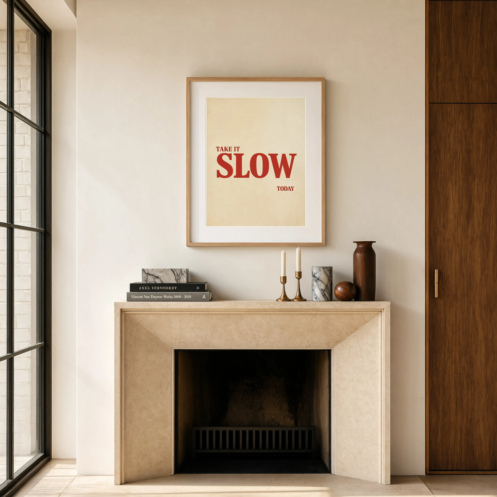 Slow Down Poster | Minimalist Typography Wall Art