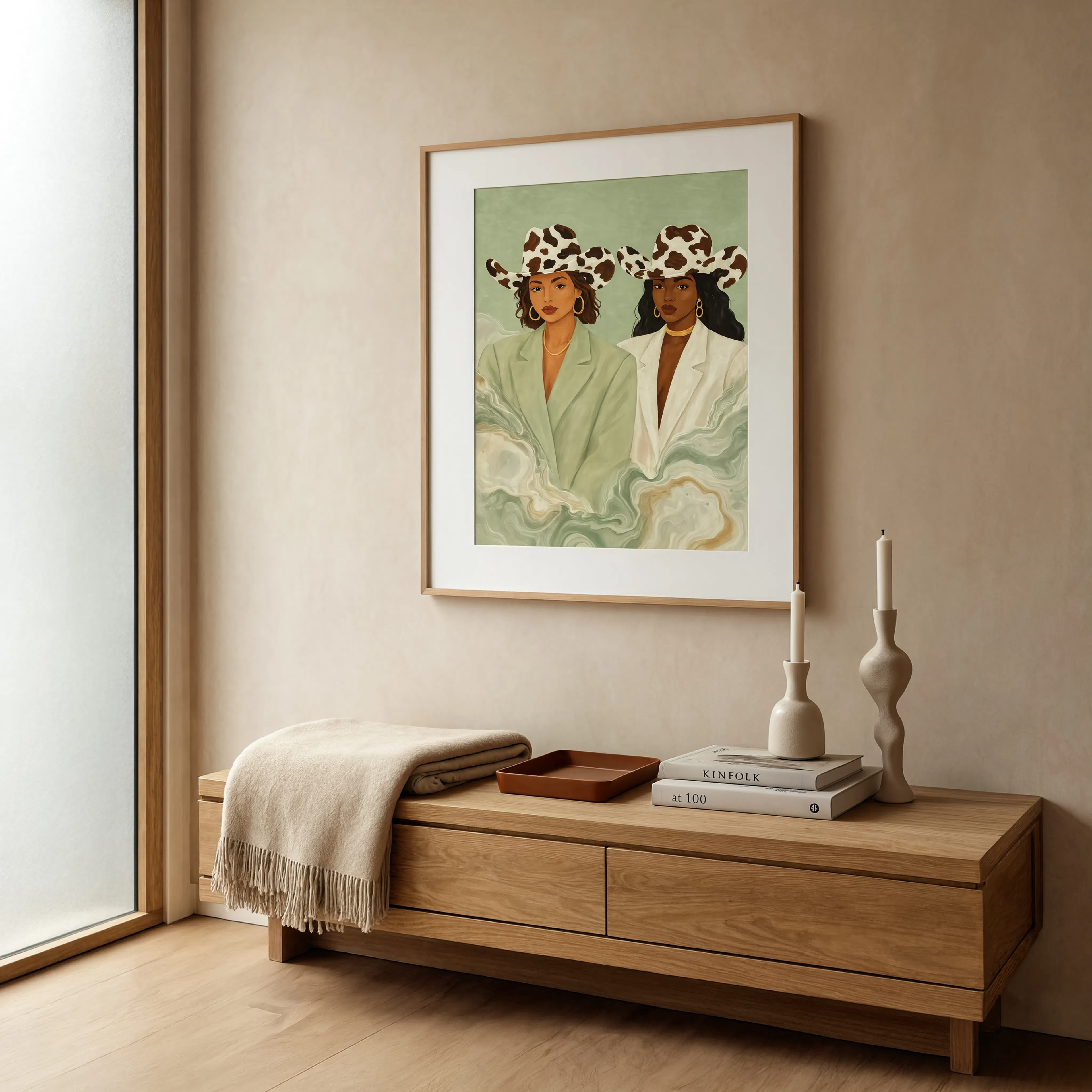 Cowboy Hat Duo | Cool Hue | Modern Western Art Print