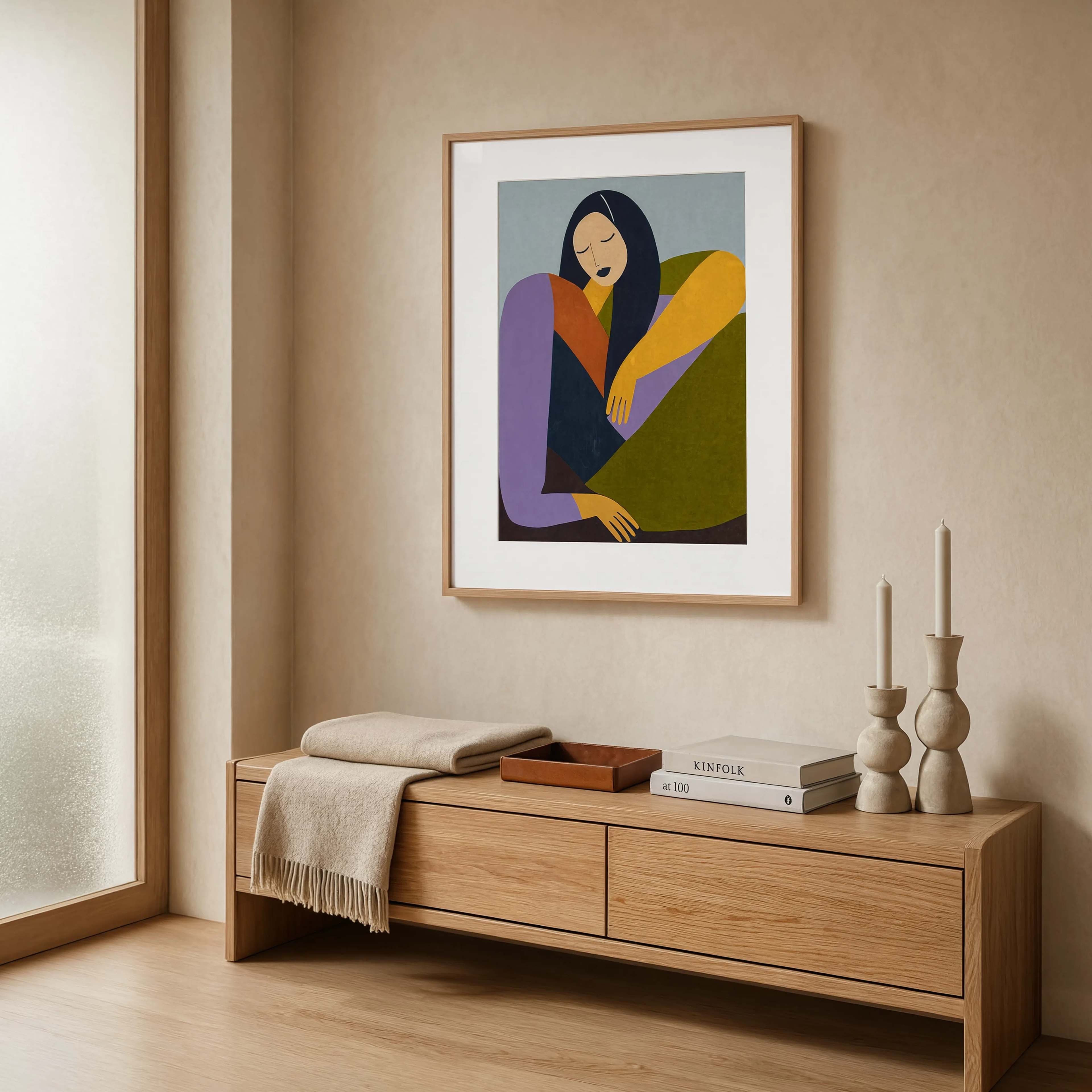 Two Seated Women | Cool Hue | Contemporary Figurative Art Print