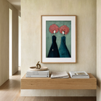 Coral-Teal Floral Figures | Contemporary Botanical Figurative Art Print