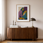 Two Seated Women | Teal Hue | Contemporary Figurative Art Print