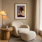 Elegant Black Woman Profile in Plum Tones | Modern Art Print