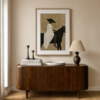 Minimalist Portrait of Alluring Black Woman on Horse | Modern Art Print