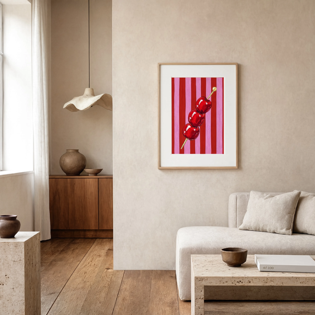 Cherry Cocktail Pick | Designer Kitchen Wall Decor