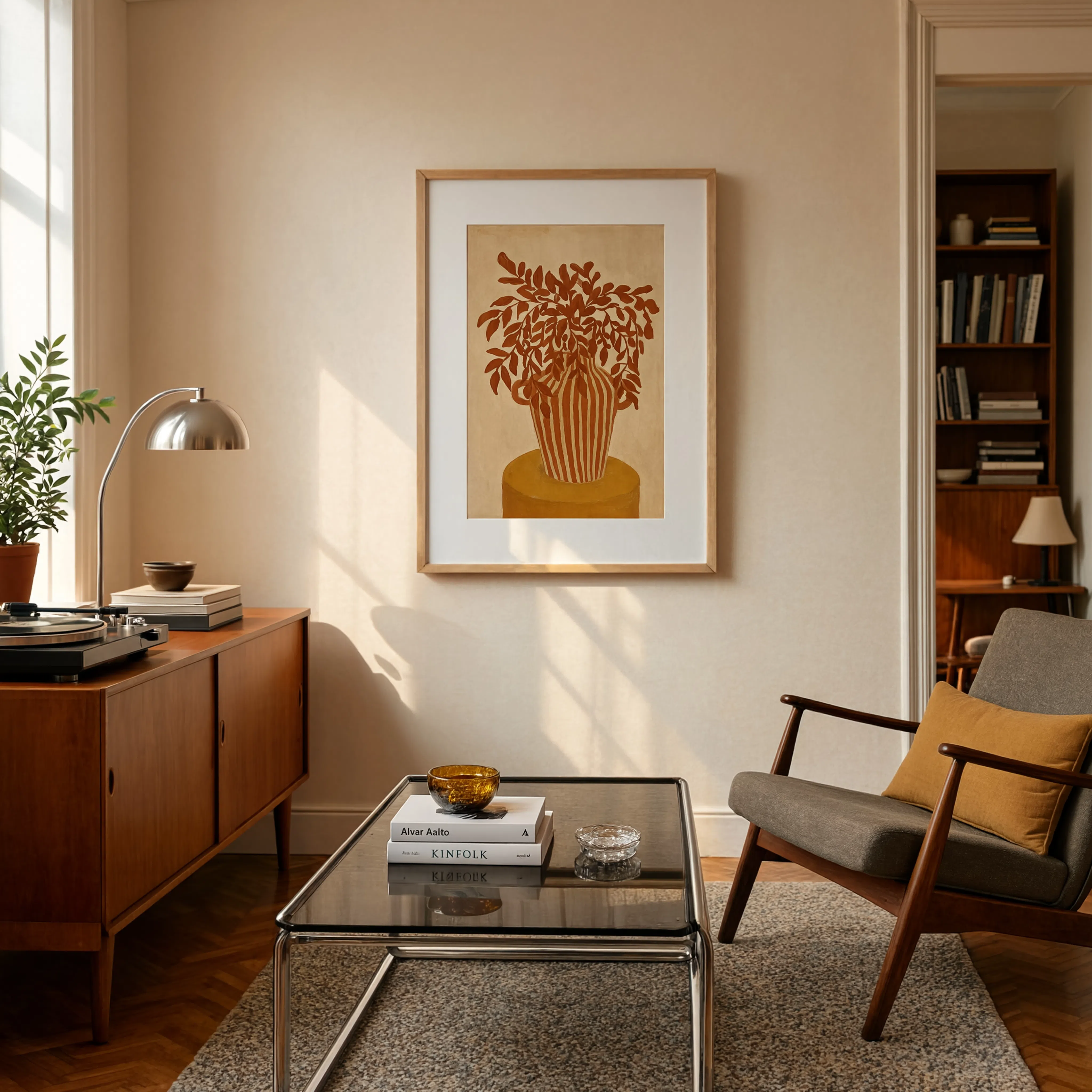 Striped Vase Print | Terracotta Rust | Contemporary Still Life Wall Art