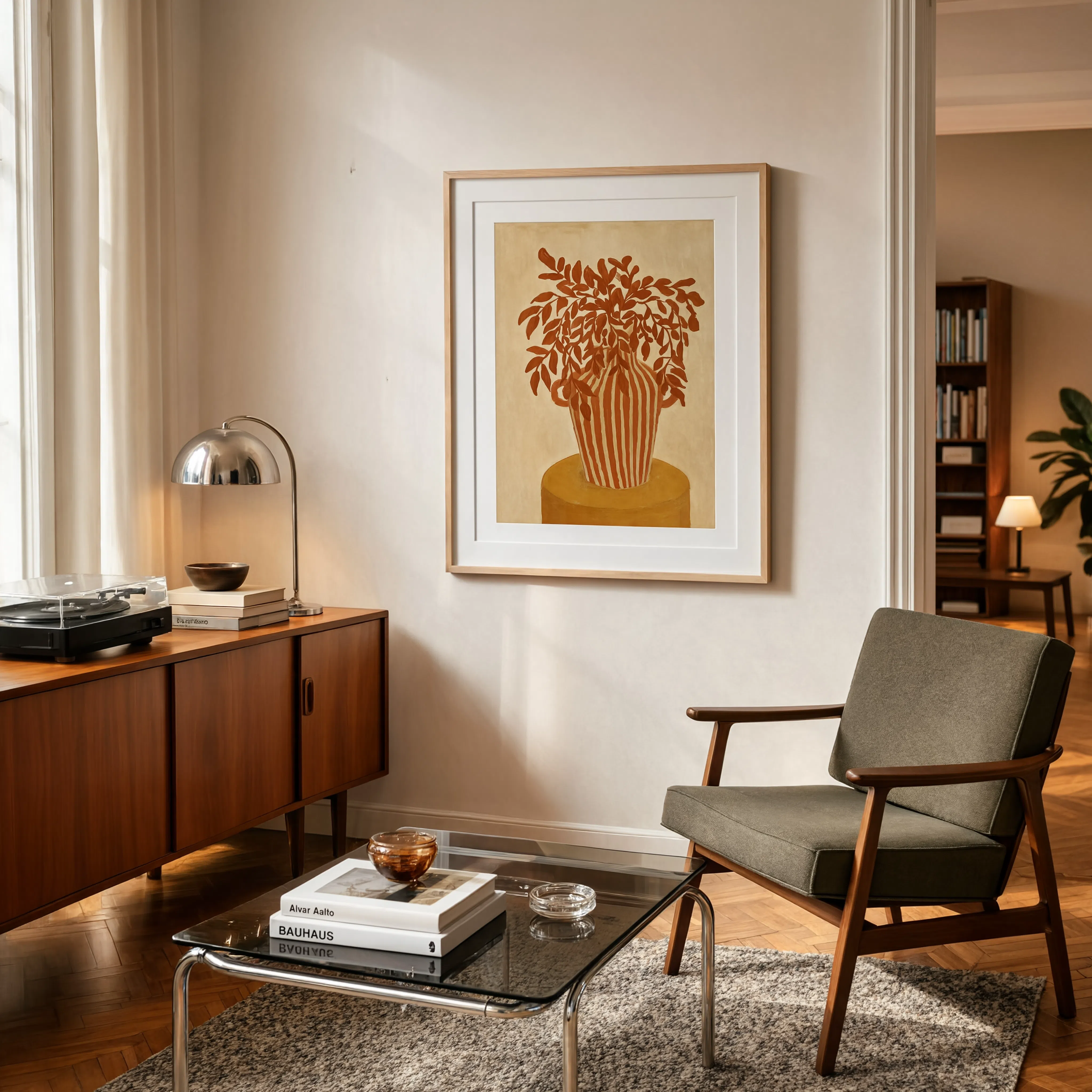 Striped Vase Print | Terracotta Rust | Contemporary Still Life Wall Art