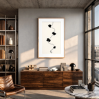 Monochrome Minimalist Floral Leaves | Contemporary Botanical Wall Art