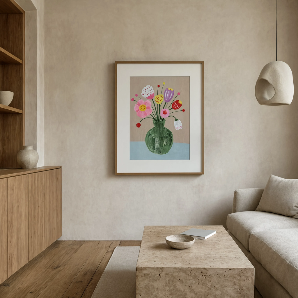 Baby Blue Table Floral | Contemporary Botanical Wall Art