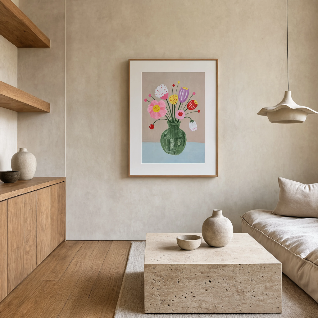 Baby Blue Table Floral | Contemporary Botanical Wall Art