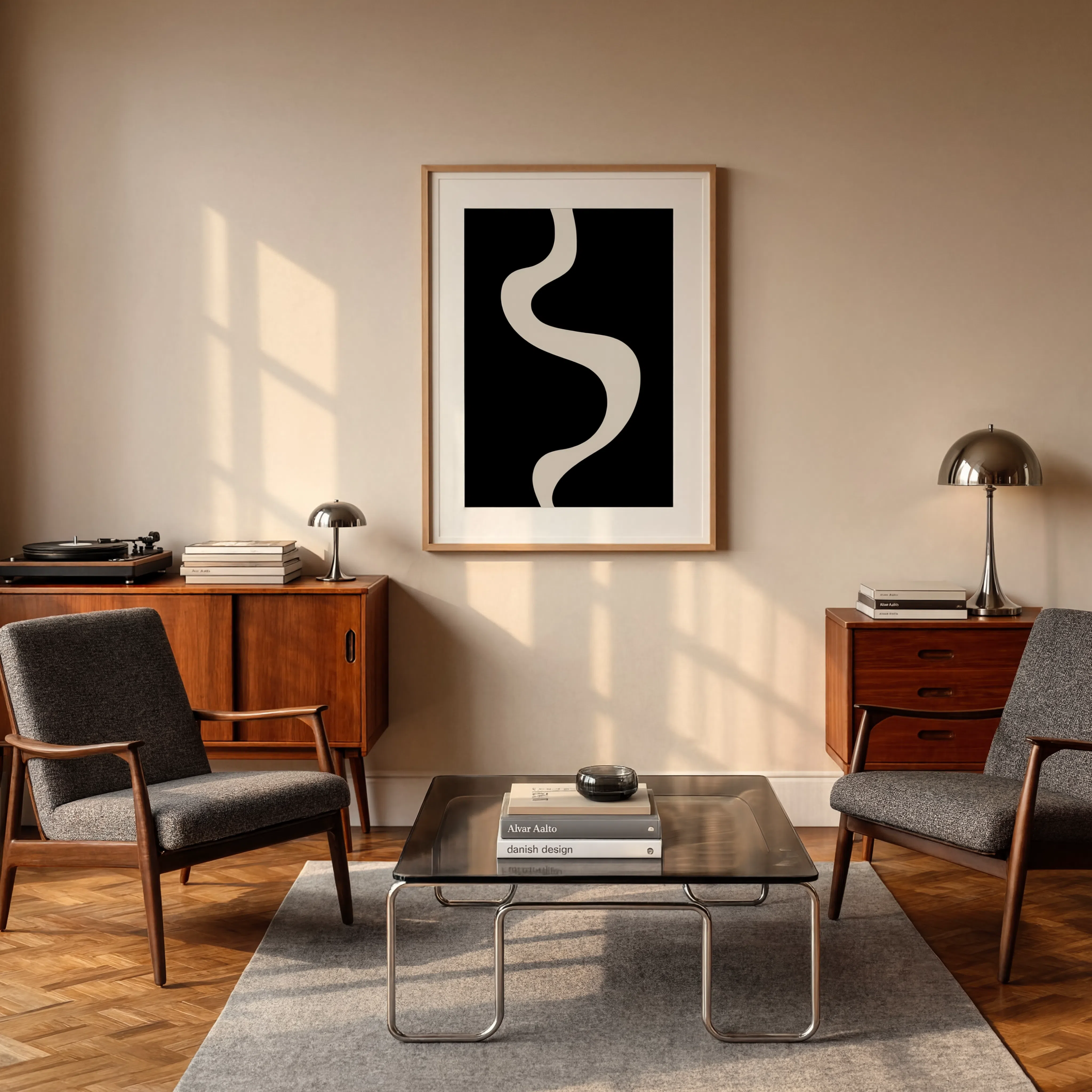 Monochrome Line Organic Minimal Variation | Contemporary Abstract Wall Art Print