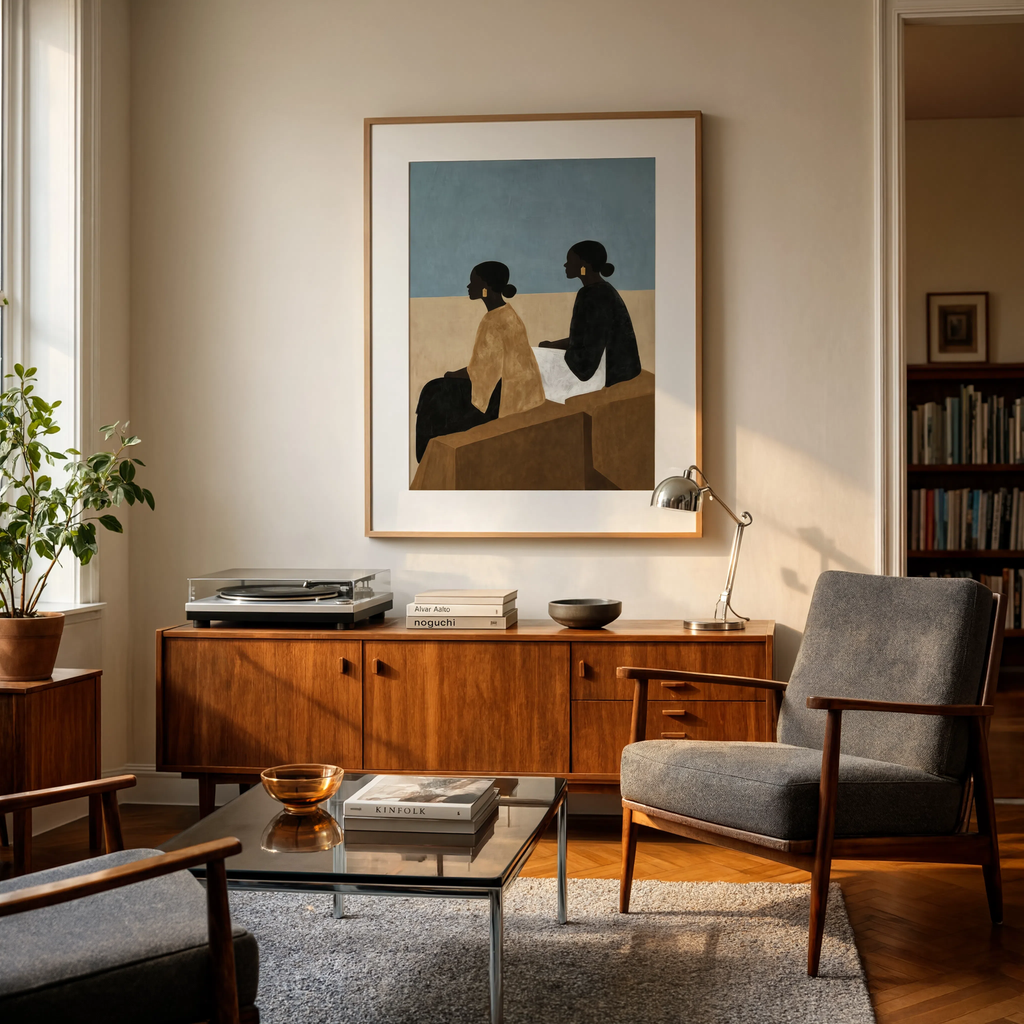 Sisterhood Beautiful Seated Black Women | Contemporary Figurative Art Print
