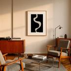 Monochrome Line Organic Minimal Variation | Contemporary Abstract Wall Art Print